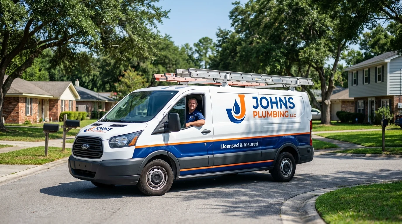 Johns Plumbing LLC service van in Lakewood, WA